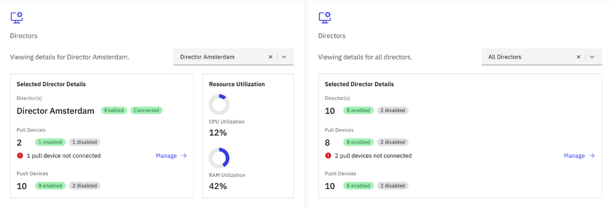 datastream directors and devices stats