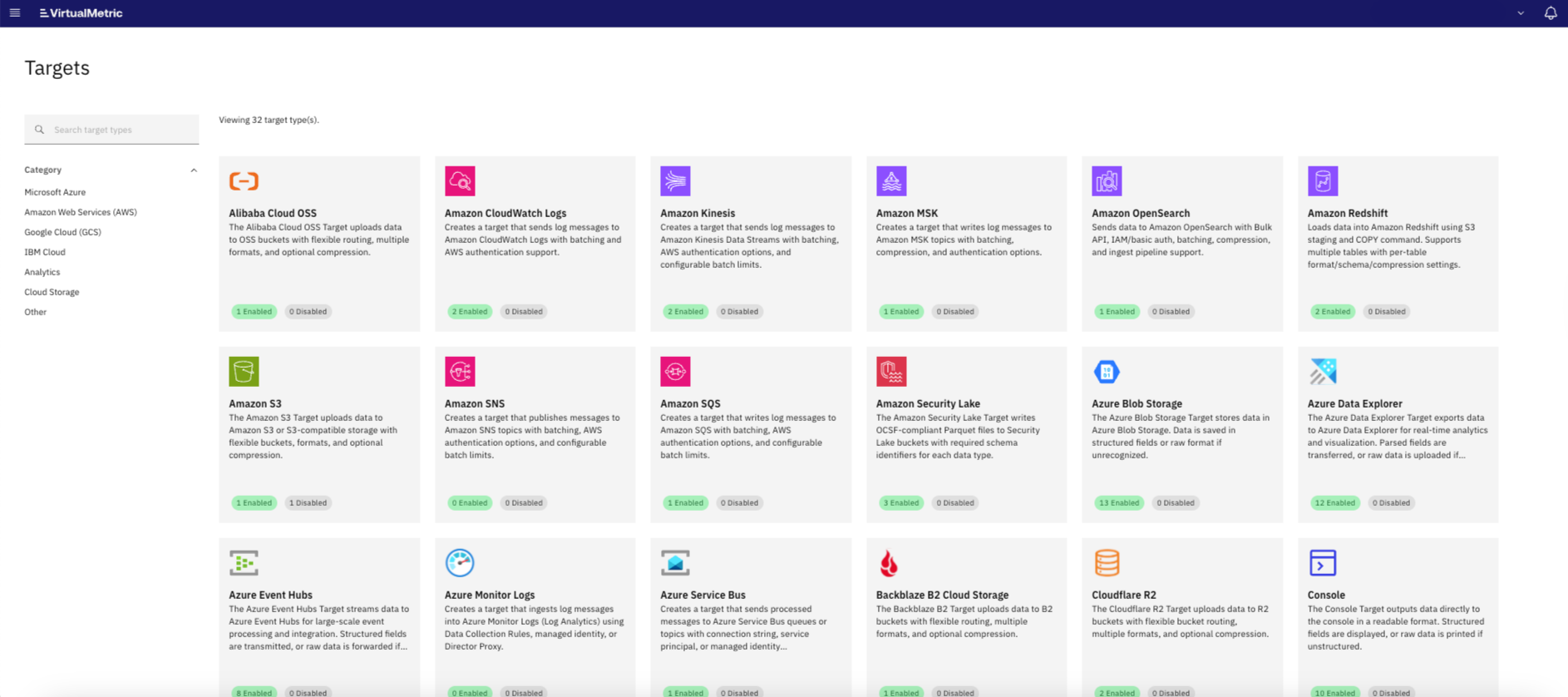 new target destinations – virtualmetric