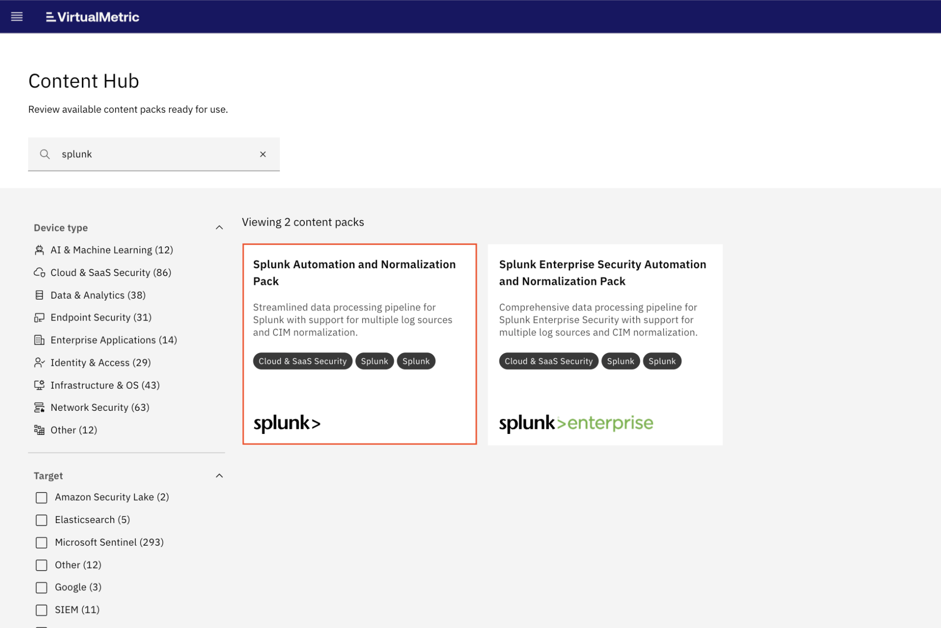 enable splunk automation and normalization pack